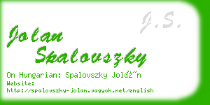 jolan spalovszky business card